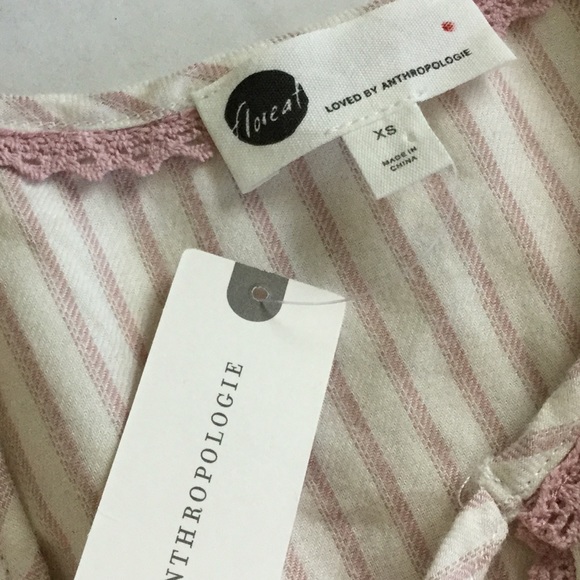 ANTHROPOLOGIE Floreat Night Shirt Ivory Pink Sz XS - Picture 6 of 8